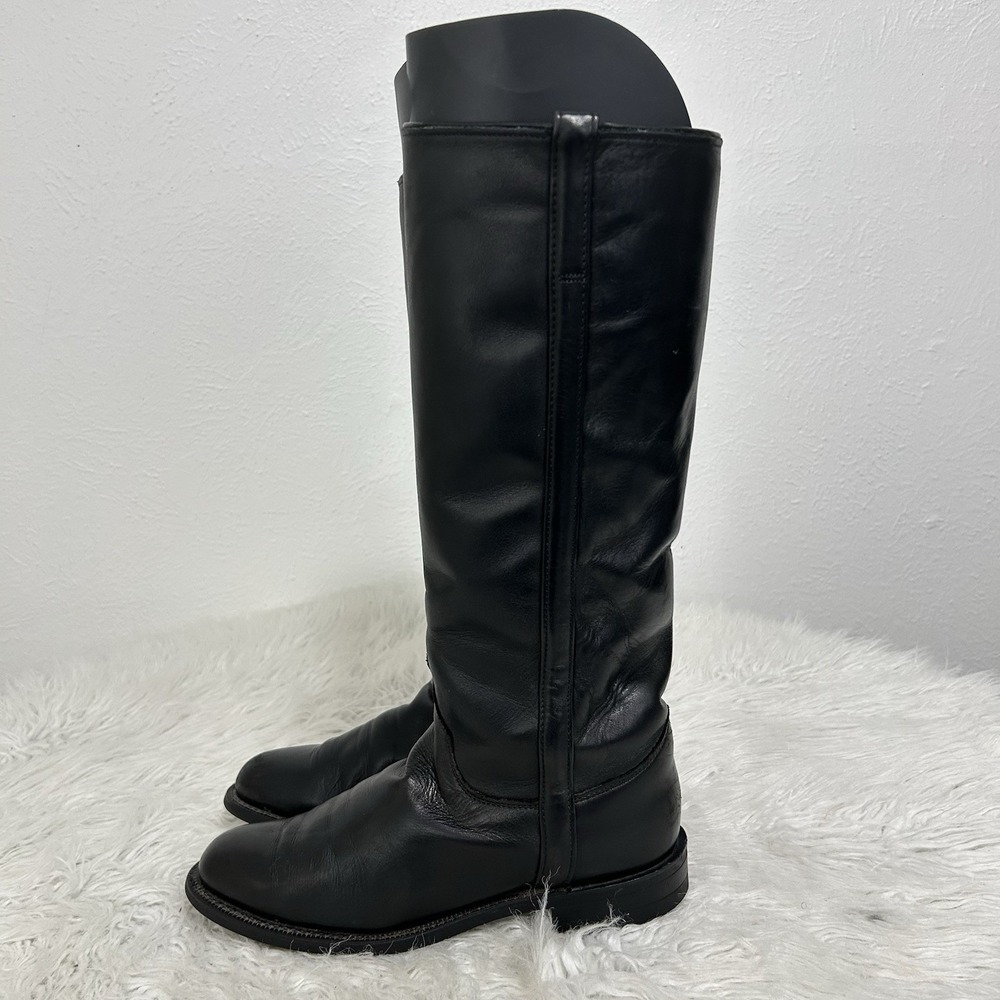 Justin Vintage Black Leather Western Tall Equestrian Riding Boots L3852 Sz 7 B